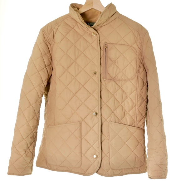 Lauren Ralph Lauren Diamond Quilted Button Snap Tan Lightweight Jacket Women 2X - Picture 1 of 6